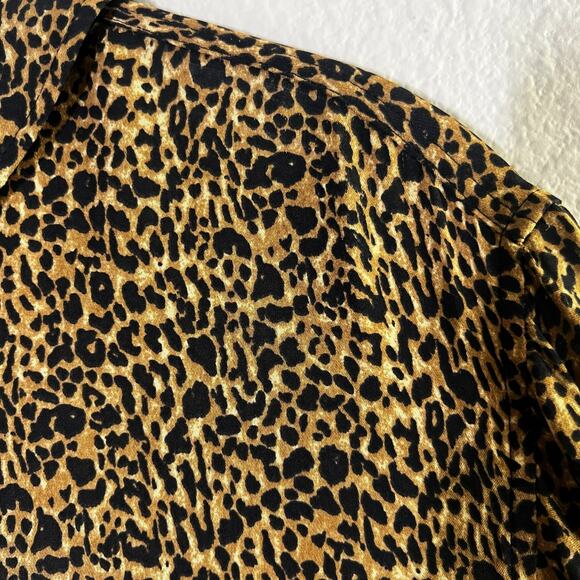 FRAME The Standard Shirt XS Sand Leopard Print 100% Silk Button Down Long Sleeve - Picture 9 of 10